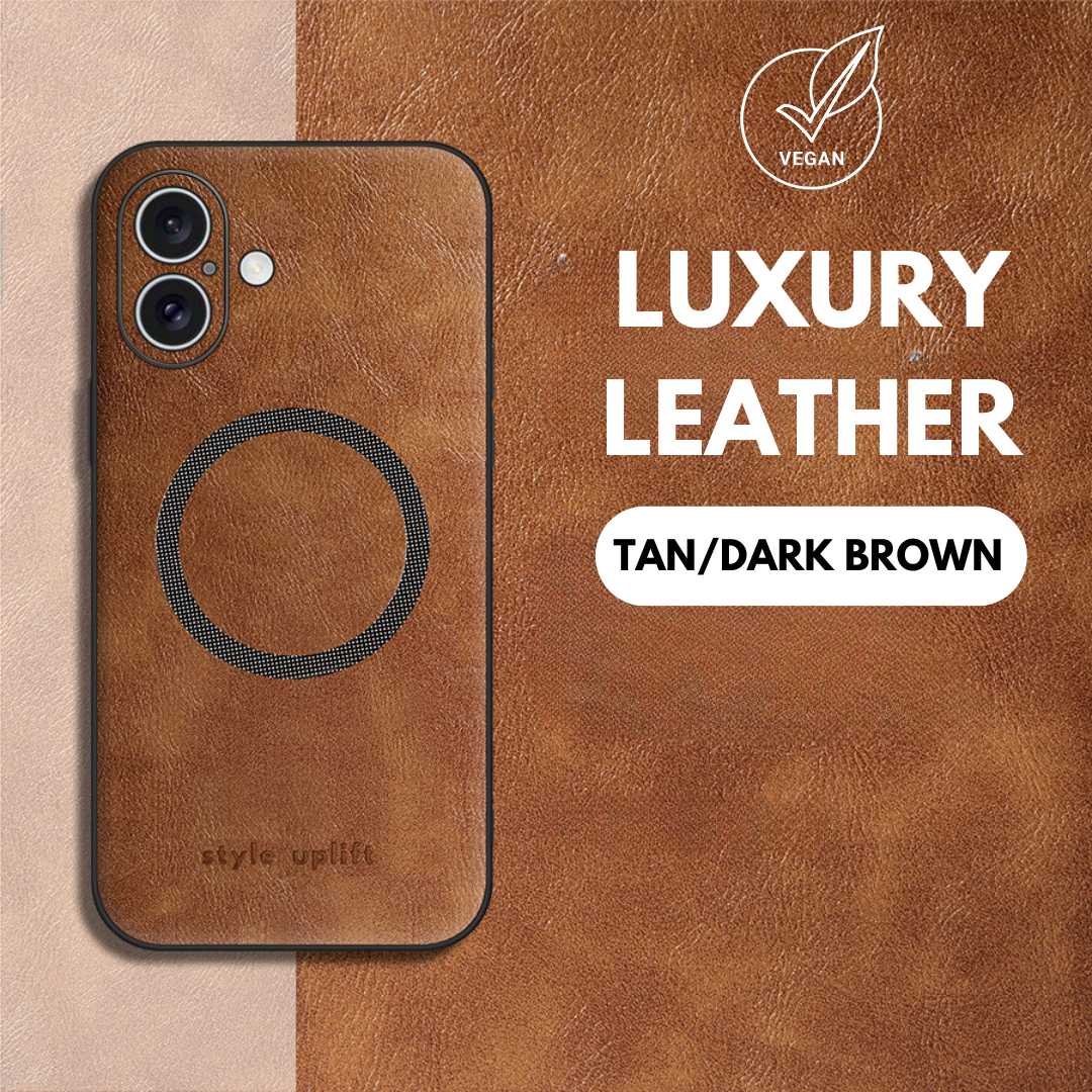 Style Uplift Tan/Brown Vegan Leather Phone Case for iPhone 16 | Plus | Pro | Pro Max – Elegance Meets Sustainability